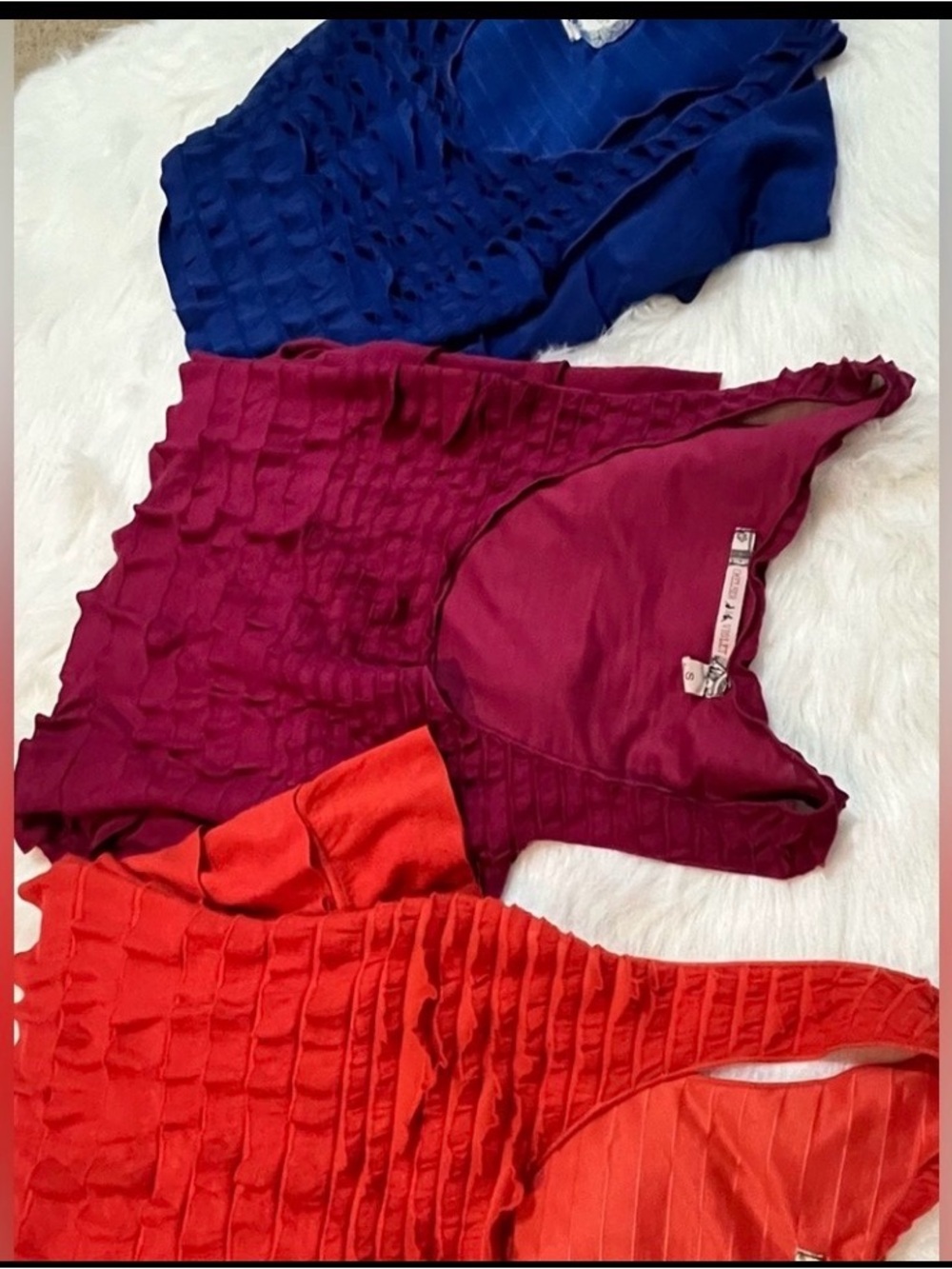 3 Chelsea & Violet fitted layered ruffle mini dresses